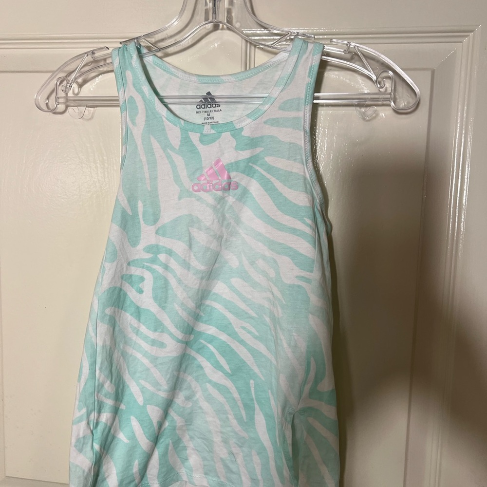 Adidas Kids Mint and Pink Zebra Tank Top